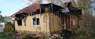 Пожар в дачном доме в Кольцово